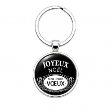 Porte-clé "Joyeux Noël Meilleurs Vœux" Noir Cadeau pour la Création de Bijoux Fantaisie - DIY