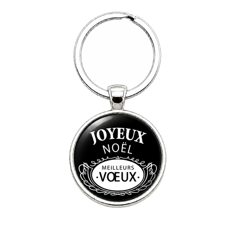 Porte-clé "Joyeux Noël Meilleurs Vœux" Noir Cadeau