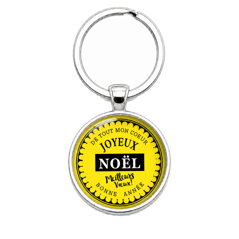 Porte-clé "Joyeux Noël Meilleurs Vœux" Jaune Cadeau