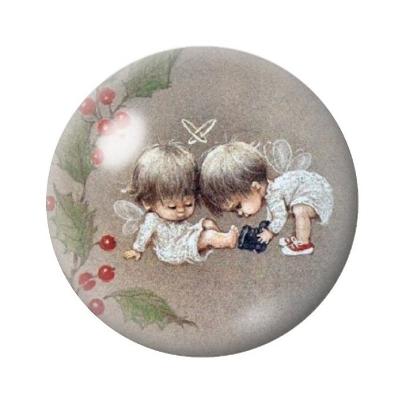 Cabochon en Verre Illustré Ange de Noël 12 à 25mm