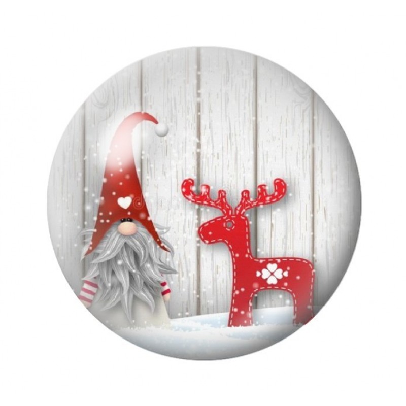 Cabochon en Verre Illustré Lutin Père-Noël 12 à 25mm