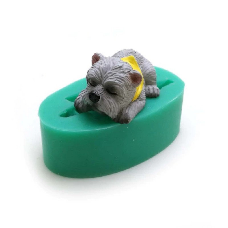 Moule en Silicone Chien avec Foulard 5x2.5cm Résine Fimo Gâteau