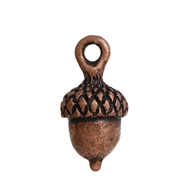 4 Breloques Glands Bronze ou Cuivre Rouge 18x9mm