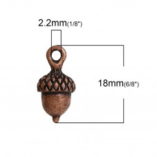 4 Breloques Glands Bronze ou Cuivre Rouge 18x9mm