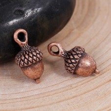 4 Breloques Glands Bronze ou Cuivre Rouge 18x9mm