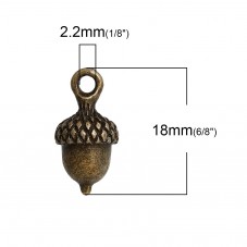 4 Breloques Glands Bronze ou Cuivre Rouge 18x9mm