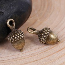 4 Breloques Glands Bronze ou Cuivre Rouge 18x9mm