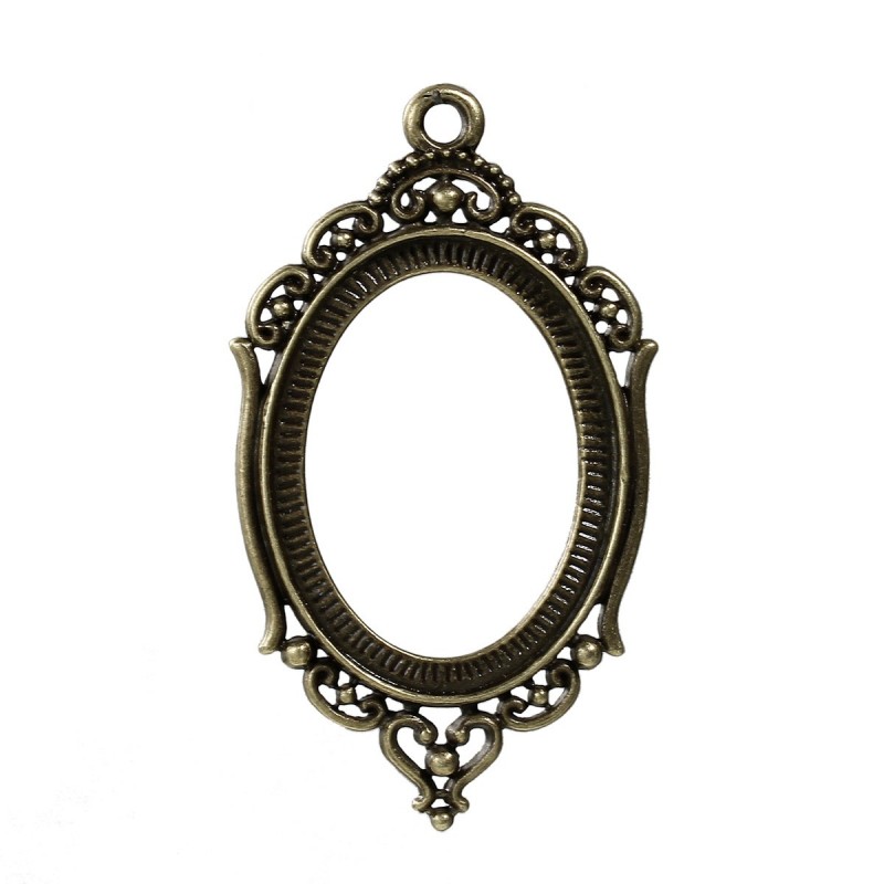 Support Pendentif sans Dos Bronze pour Cabochon Ovale 30x40mm