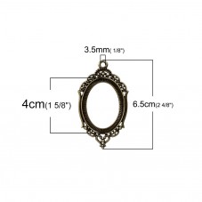 Support Pendentif sans Dos Bronze pour Cabochon Ovale 30x40mm