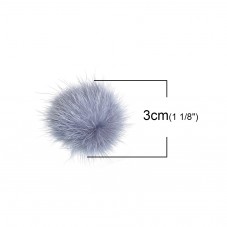 2 Pompons Boules de Fourrure Gris Déco Création DIY 30mm