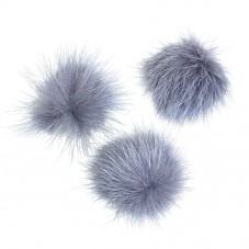 2 Pompons Boules de Fourrure Gris Déco Création DIY 30mm