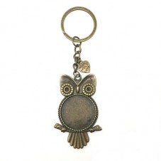 Support Porte-Clé Hibou Bronze pour Cabochon 25mm pour la Création de  Bijoux Fantaisie - DIY