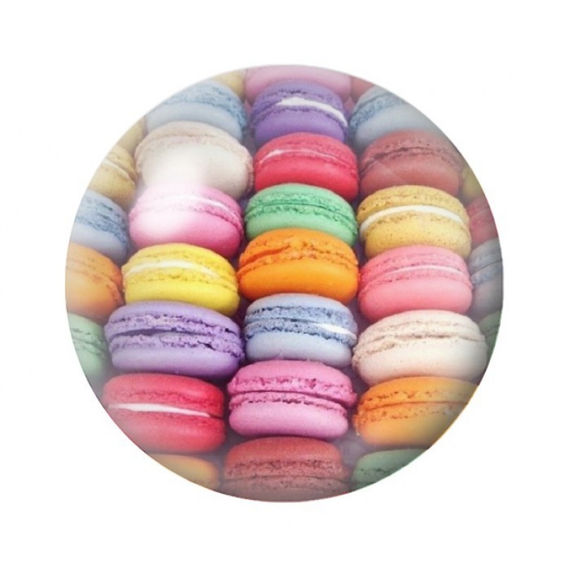 Cabochon en Verre Illustré Macarons Colorés 12 à 25mm