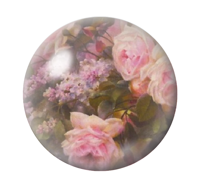 Cabochon en Verre Illustré Fleurs Roses 12 à 25mm