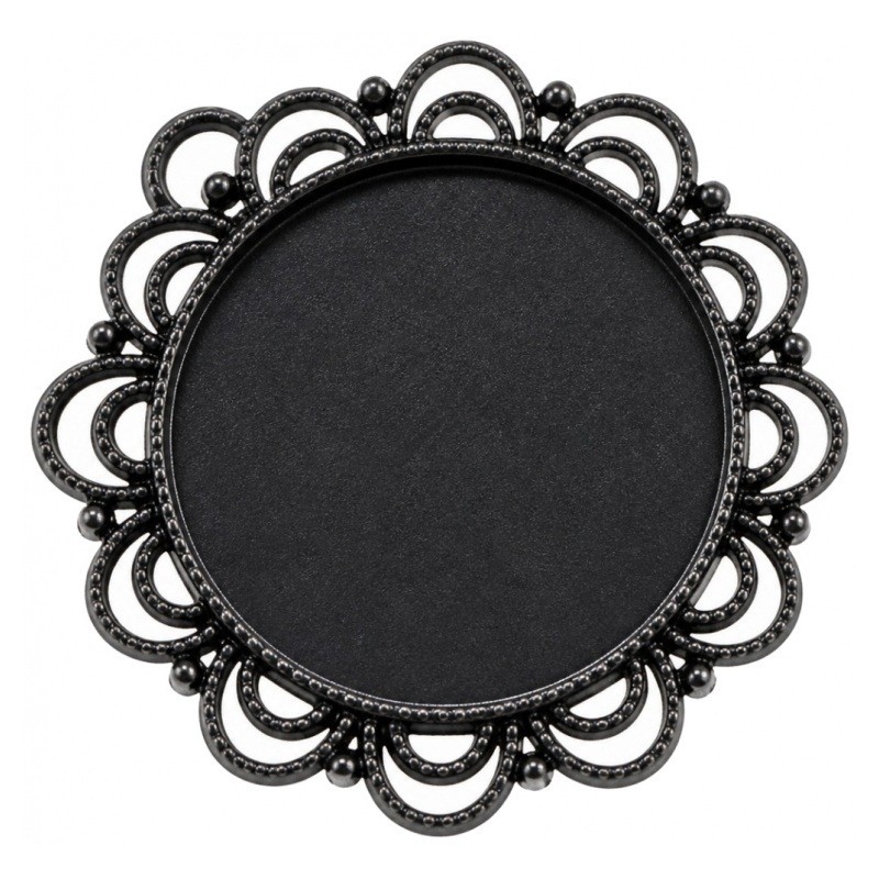 Support Pendentif Filigrané Noir pour Cabochon Rond 25mm