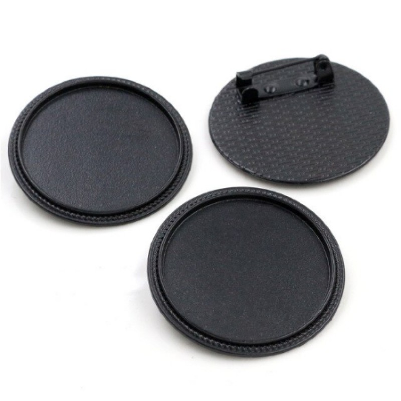 Support Broche Noir pour Cabochon 30mm
