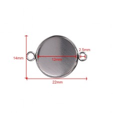 Support Connecteur Argenté en Acier Inoxydable pour Cabochon 10, 12, 14, 16, 18, 20 ou 25mm