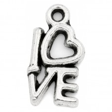 10 Breloques "I Love" Argentées 14,5x8mm pour la Création de Bijoux Fantaisie - DIY