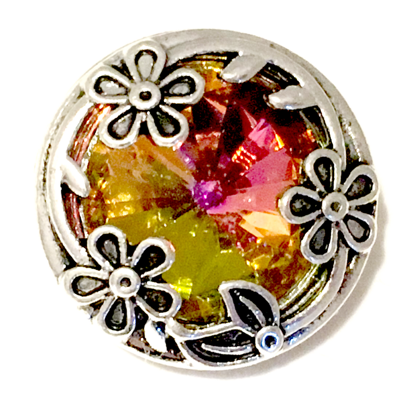 Bouton Pression Snap en Métal Strass Diamant en Verre 18mm