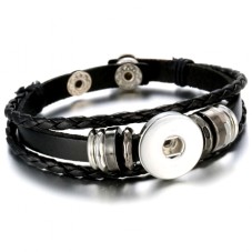 Support Bracelet Ajustable en Cuir pour Bouton Snap 18mm