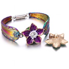 Support Bracelet Ajustable Multicolore Irisé pour Bouton Pression Snap 18mm