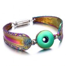Support Bracelet Ajustable Multicolore Irisé pour Bouton Pression Snap 18mm