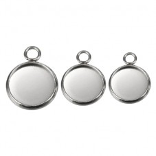 Support Pendentif Argenté en Acier Inoxydable pour Cabochon 10, 12, 14, 16, 18, 20 ou 25mm pour la Création de Bijoux Fantaisie