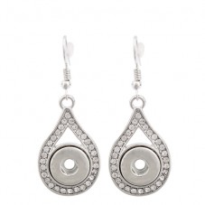 1 Paire de Supports Boucles d'Oreilles Strass Argentés pour Bouton Pression Snap 12mm