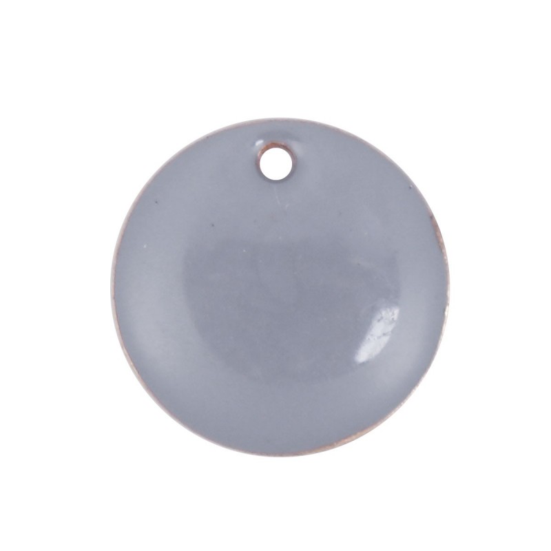 2 Breloques Sequin Émail Gris Métal Doré 12mm