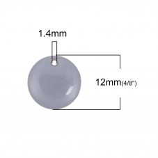 2 Breloques Sequin Émail Gris Métal Doré 12mm