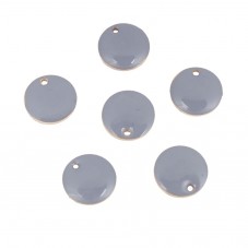 2 Breloques Sequin Émail Gris Métal Doré 12mm