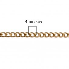 1 Mètre de Chaine à Mailles en Acier Inoxydable Doré 4x3mm