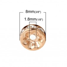 5 Perles Intercalaires en Métal Doré avec Strass 8mm