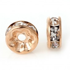 5 Perles Intercalaires en Métal Doré avec Strass 8mm