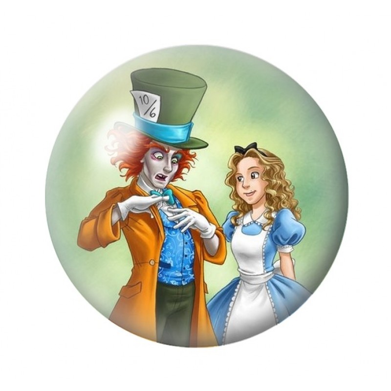 Cabochon en Verre Illustré Alice au Pays des Merveilles 12 à 25mm