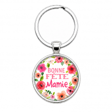 Porte-clé "Bonne Fête Mamie" Fleurs Cadeau pour la Création de Bijoux Fantaisie - DIY