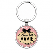 Porte-Clé Fait Main Bonne Fête Mamie Verre 25mm pour la Création de Bijoux Fantaisie - DIY