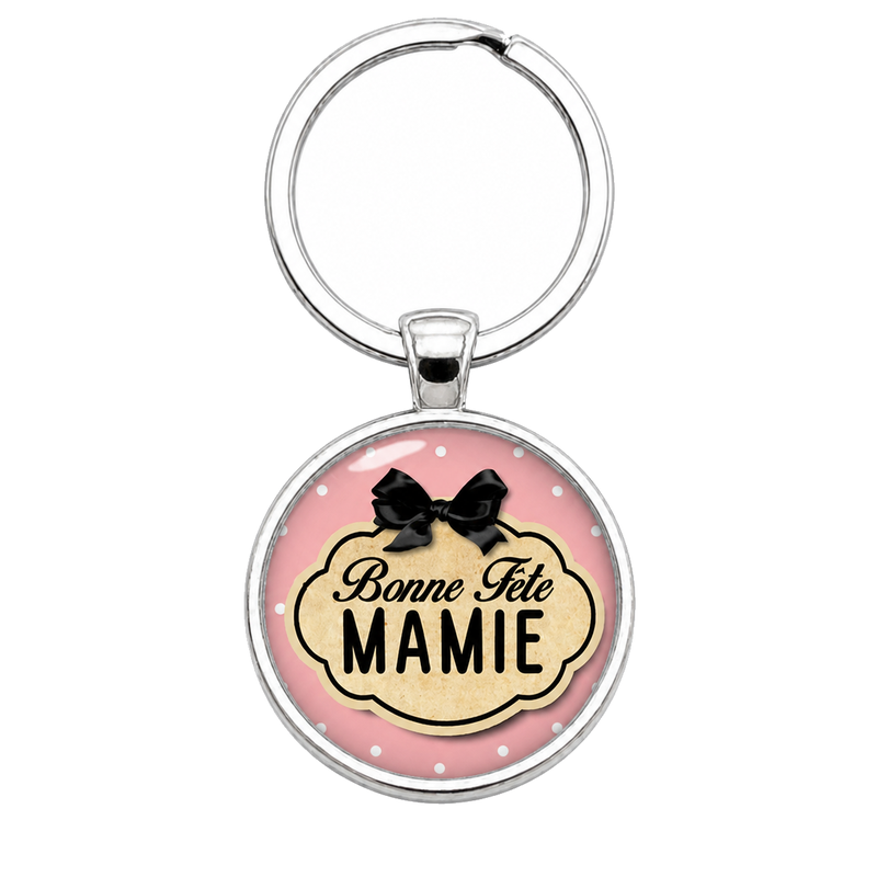 Porte-Clé Fait Main Bonne Fête Mamie Verre 25mm
