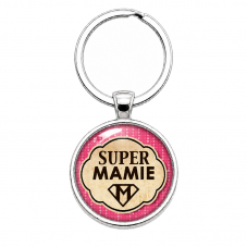 Porte-Clé Fait Main Super Mamie Verre 25mm pour la Création de Bijoux Fantaisie - DIY