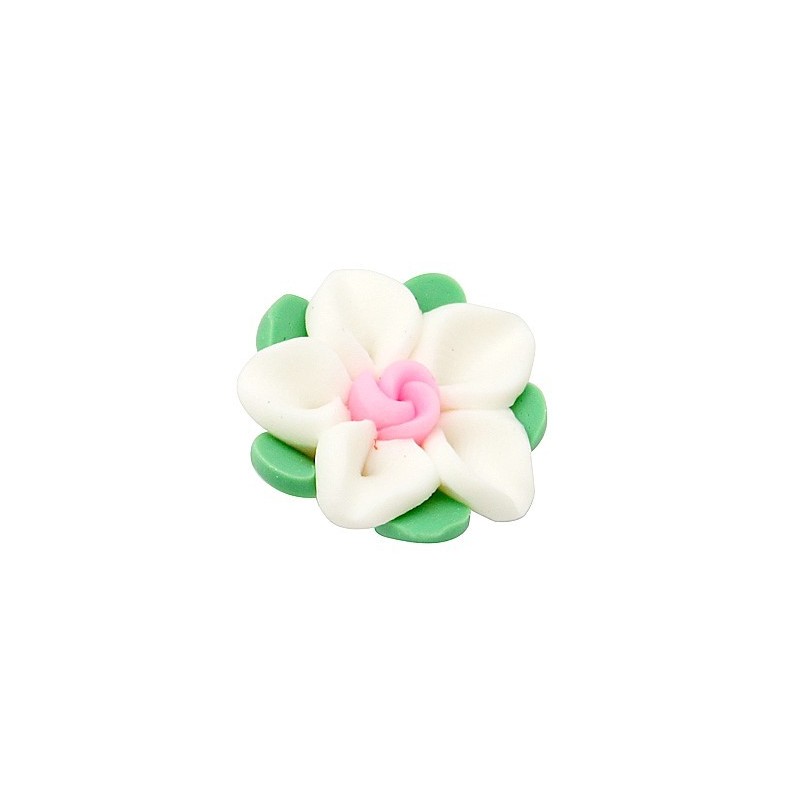 4 Perles Fleurs Blanches en Pâte Polymère Fimo 20mm