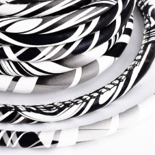 1 Mètre de Cordon en Cuir Véritable Noir et Blanc 6mm