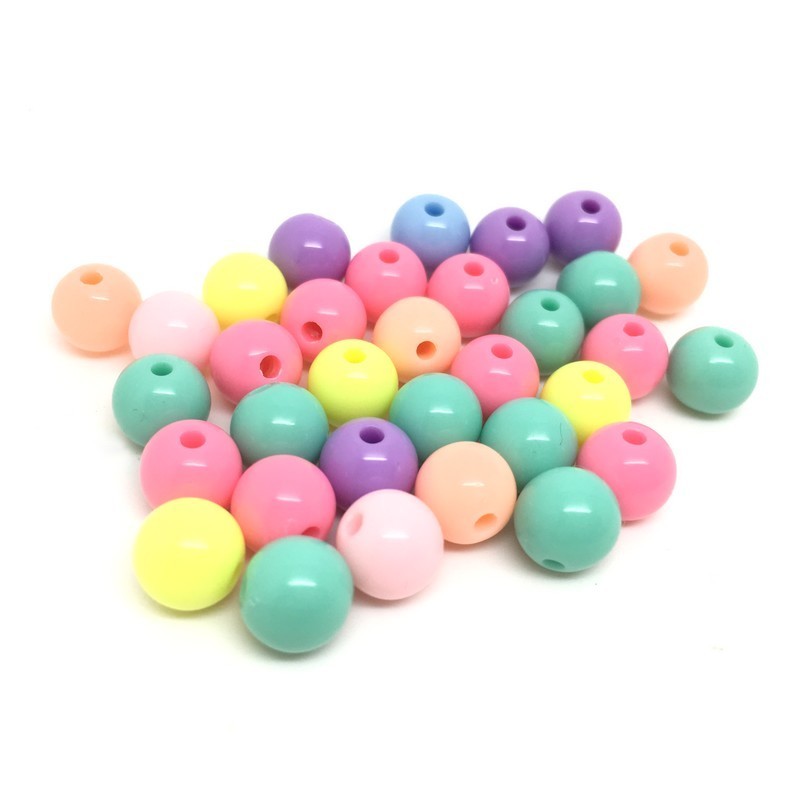 100 Perles Rondes Multicolores en Acrylique 8mm