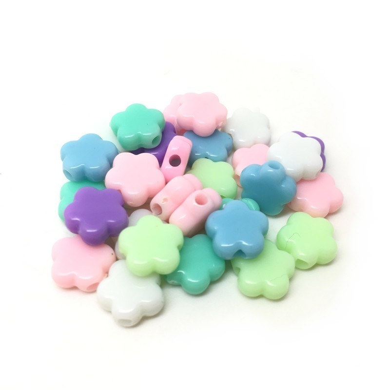 30 Perles Fleurs en Acrylique 9mm
