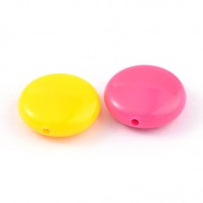 10 Perles en Acrylique Rondes Plates Multicolore 14mm
