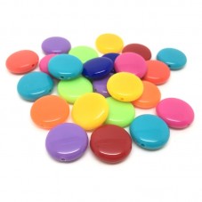 10 Perles en Acrylique Rondes Plates Multicolore 14mm