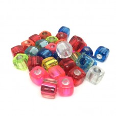 15 Perles Cube en Acrylique Multicolore 8mm