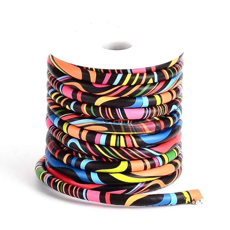 1 Mètre de Cordon Cuir Véritable Multicolore 6mm