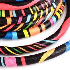 1 Mètre de Cordon Cuir Véritable Multicolore 6mm