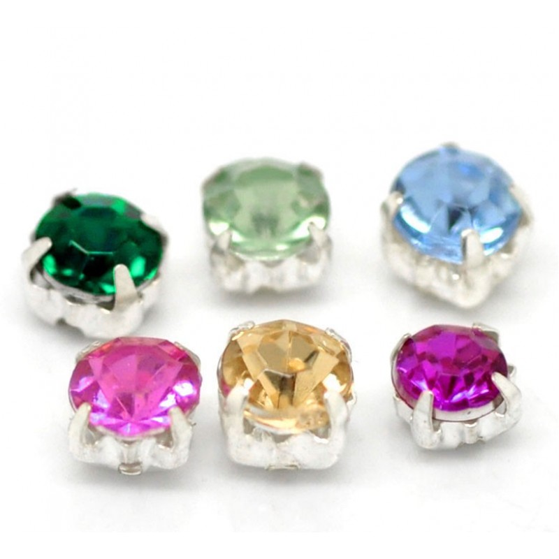 20 Mini Perles Strass Carrées Multicolore 5mm
