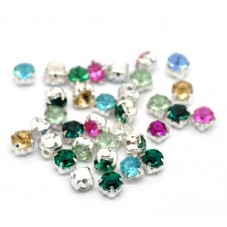 20 Mini Perles Strass Carrées Multicolore 5mm